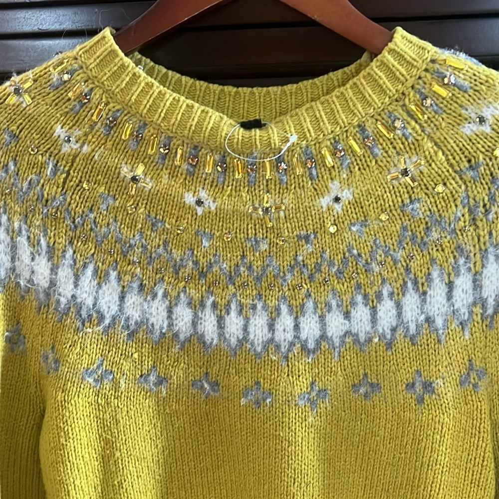 JCREW Holiday 2019 Embellished Fair Aisle M - Picture 2 of 8